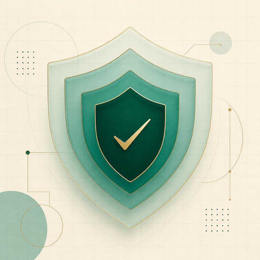 Illustration of layered compliance shields representing NIS2, DORA and ISO coverage